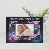 Cosmic Romance Digital Love Valentine's Card Feestdagenkaart (Staand voorkant)