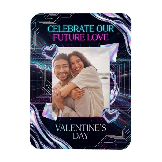 Cosmic Romance Digital Love Valentine's Card Magneet (Verticaal)