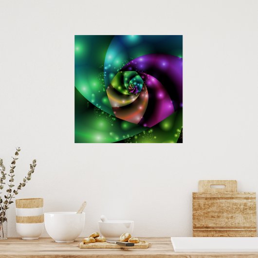 Cosmic Roos Fractal Poster (Keuken)