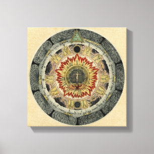 Cosmic Roos Mandala Canvas Afdruk