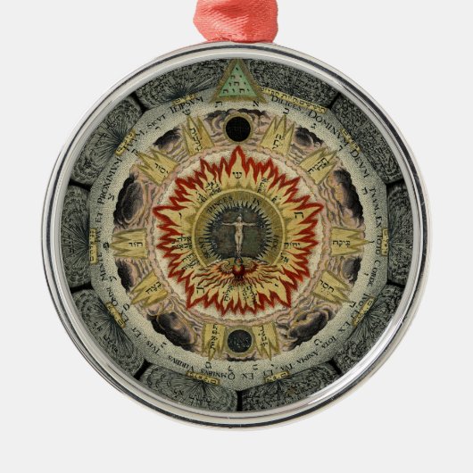 Cosmic Roos Mandala Metalen Ornament (Voorkant)