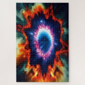 Cosmic roze blauwe gele oranje explosie van een zw legpuzzel (Verticaal)