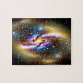 Cosmic roze goud en blauwe sparkles universum melk legpuzzel (Horizontaal)