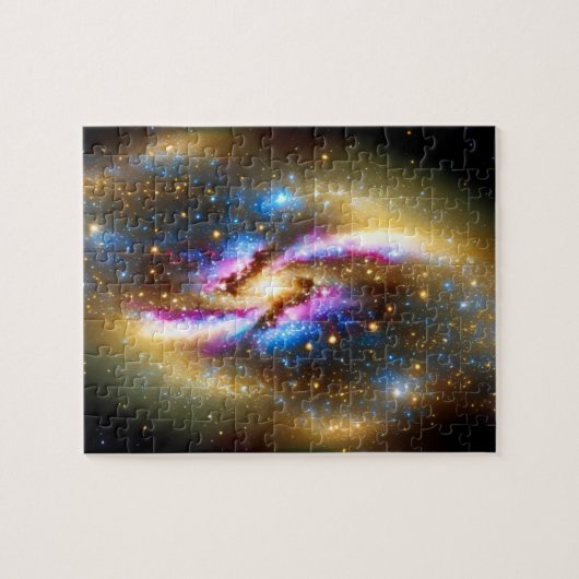 Cosmic roze goud en blauwe sparkles universum melk legpuzzel (Horizontaal)