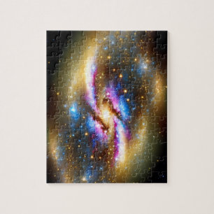 Cosmic roze goud en blauwe sparkles universum melk legpuzzel