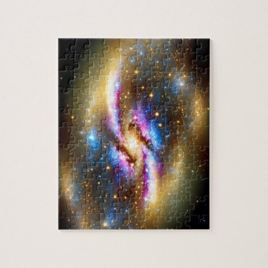 Cosmic roze goud en blauwe sparkles universum melk legpuzzel (Verticaal)