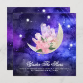 *~* Cosmic RSVP Moon Crystal WEBSITE AR14 Wedding  Kaart (Voorkant / Achterkant)