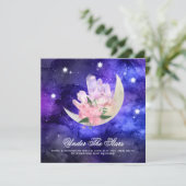 *~* Cosmic RSVP Moon Crystal WEBSITE AR14 Wedding  Kaart (Staand voorkant)