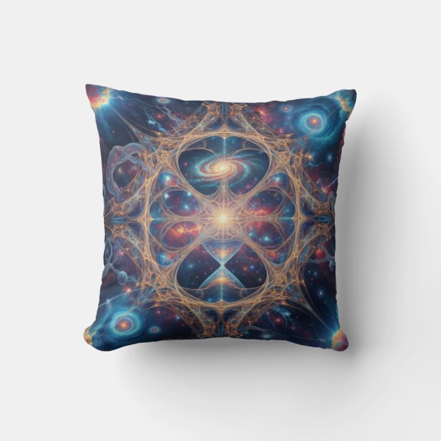 Cosmic Sacred Geometry Galaxy Mandala Art Kussen (Voorkant)