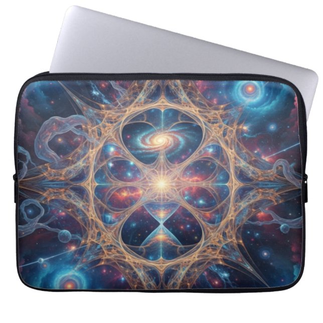 Cosmic Sacred Geometry Galaxy Mandala Art Laptop Sleeve (Voorkant)