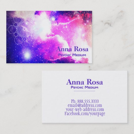 *~* Cosmic Sacred Geometry Galaxy Nebula Visitekaartje (Voorkant / Achterkant)