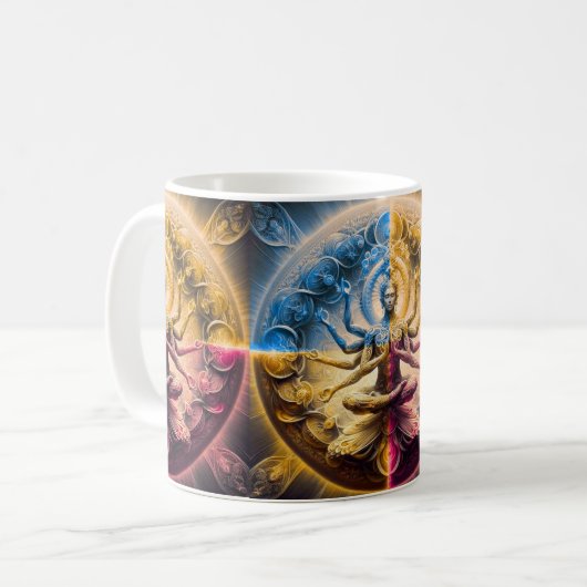 Cosmic Sacred Geometry God Mandala Mug | Multi Arm Koffiemok (Voorkant links)