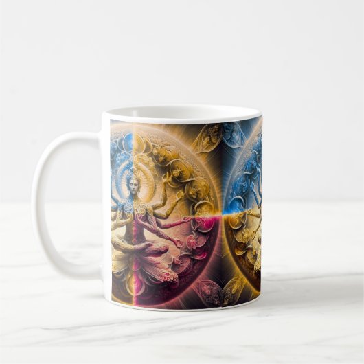 Cosmic Sacred Geometry God Mandala Mug | Multi Arm Koffiemok (Links)