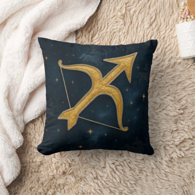 Cosmic Sagittarius Zodiac Shimmering Gold Archer Kussen (Deken)