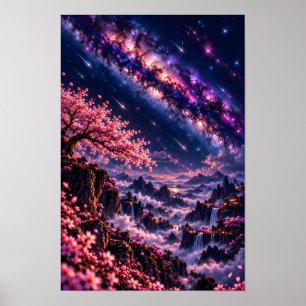 Cosmic Sakura: Galactische Nacht Hemelse Melkweg K Poster