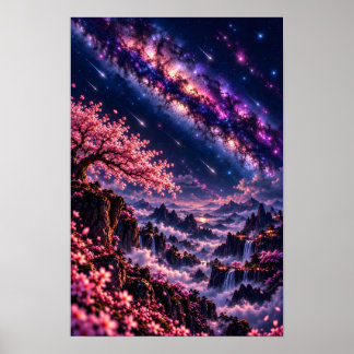 Cosmic Sakura: Galactische Nacht Hemelse Melkweg K Poster