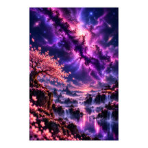 Cosmic Sakura: Hemelse Meer Fantasie Melkweg Kunst