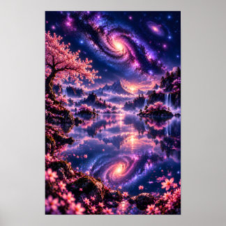 Cosmic Sakura: Sakura Galaxy Kersenbloesem Kunst P Poster