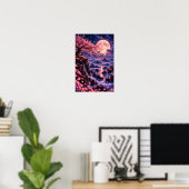 Cosmic Sakura: Violet Nebula Hemelse Fantasie Kuns Poster (Thuiskantoor)