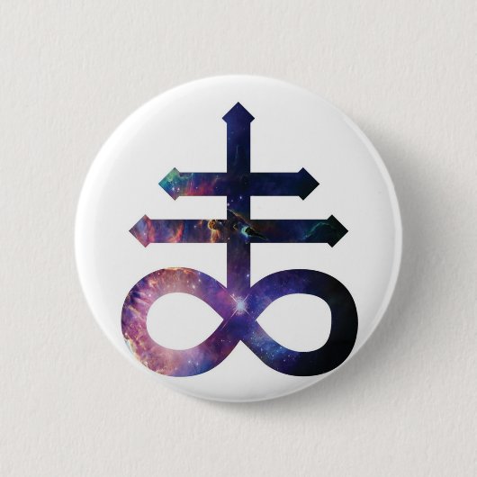 Cosmic Satanic Cross Ronde Button 5,7 Cm (Voorkant)