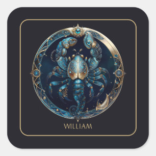 Cosmic Schorpioen Zodiac Symbool Zwart Goud Schorp Vierkante Sticker
