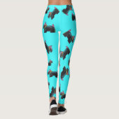 Cosmic Scottie Terrier turquois achtergrond Leggings (Achterkant)