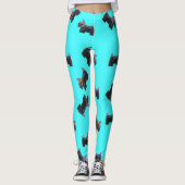 Cosmic Scottie Terrier turquois achtergrond Leggings (Voorkant)