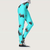Cosmic Scottie Terrier turquois achtergrond Leggings (Rechts)