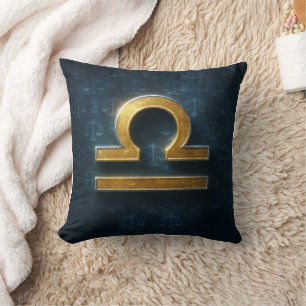 Cosmic Shimmering Gold Libra Zodiac Symbool Kussen