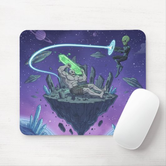 Cosmic Showdown — Alien vs Buff Titan Muismat (Met muis)