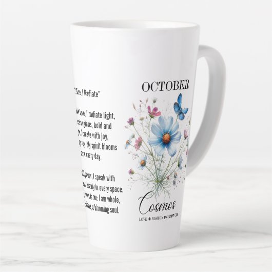 Cosmic Sip October Birth Flower Mug of Love Latte Mok (Rechterhoek)