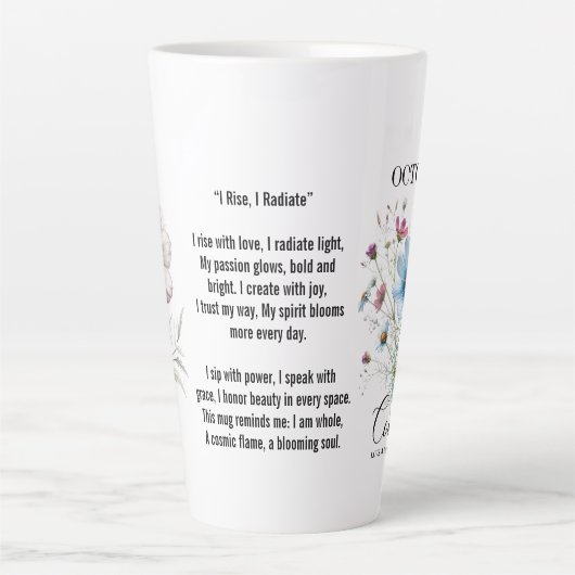 Cosmic Sip October Birth Flower Mug of Love Latte Mok (Voorkant)