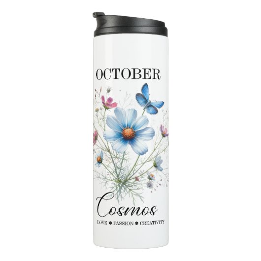 Cosmic Sip • October Birth Flower Thermal Tumbler  Thermosbeker (Geroteerd rechts)