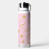 Cosmic Sip – Roze & Gouden Ster Keramische Thermos Waterfles (Achterkant)