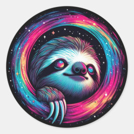Cosmic Sloth Galaxy Art Ronde Sticker