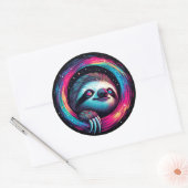 Cosmic Sloth Galaxy Art Ronde Sticker (Envelop)