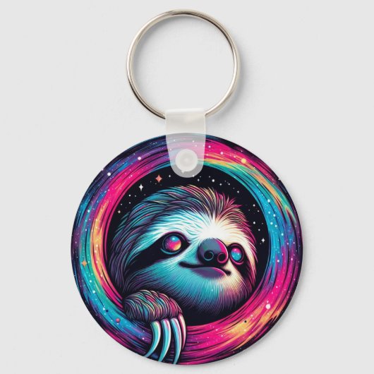Cosmic Sloth Galaxy Art Sleutelhanger (Voorkant)