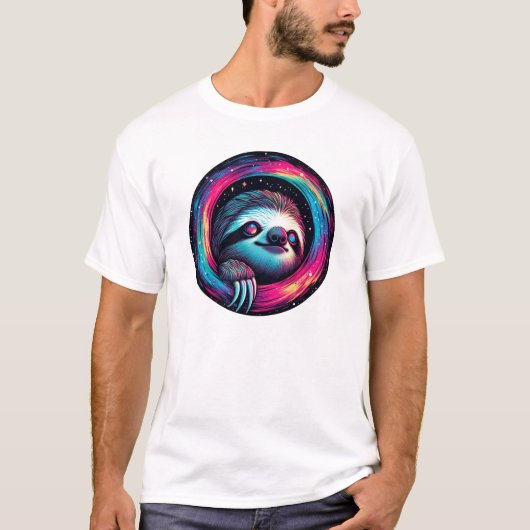 Cosmic Sloth Galaxy Art T-shirt (Voorkant)