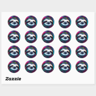 Cosmic Sloth Ronde Sticker