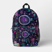 Cosmic Snow Storm: Abstract Maximalism Art Bedrukte Rugzak (Voorkant)