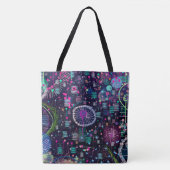 Cosmic Snow Storm: Abstract Maximalism Art Tote Bag (Voorkant)