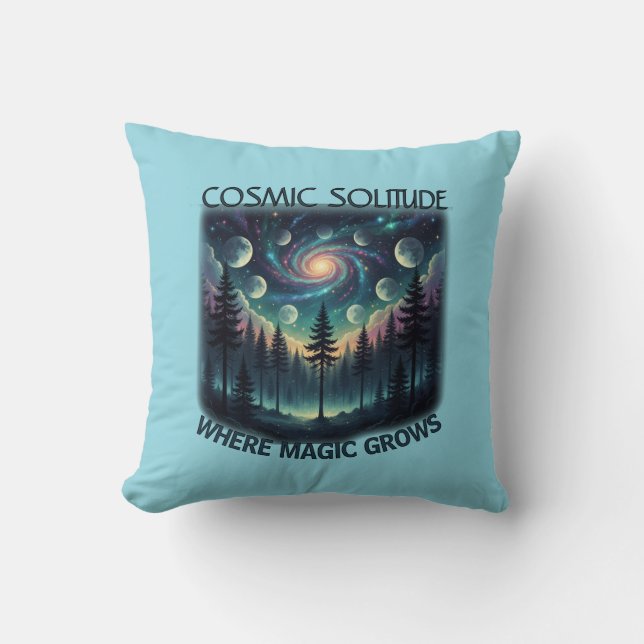 Cosmic Solitude Galaxy Forest • Maanfasen Kussen (Voorkant)