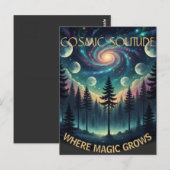 Cosmic Solitude Galaxy Forest • Moon Phases Briefkaart (Voorkant / Achterkant)