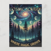 Cosmic Solitude Galaxy Forest • Moon Phases Briefkaart (Voorkant)