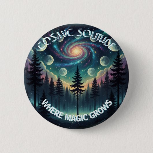 Cosmic Solitude Galaxy Forest • Moon Phases Ronde Button 5,7 Cm (Voorkant)