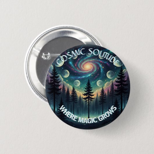 Cosmic Solitude Galaxy Forest • Moon Phases Ronde Button 5,7 Cm (Voorkant /achterkant)