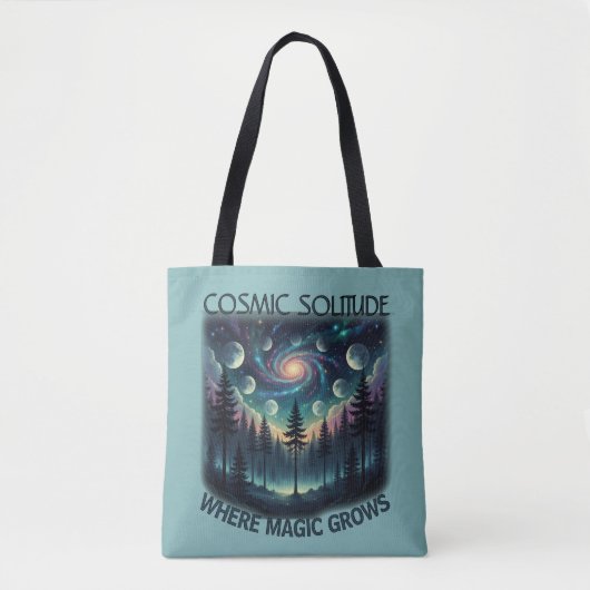 Cosmic Solitude Galaxy Forest • Moon Phases Tote Bag (Voorkant)