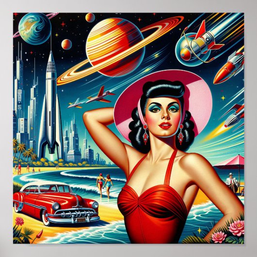 Cosmic Space Illustration Poster (Voorkant)