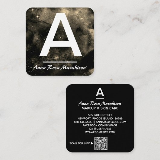 *~* Cosmic Space INITIAAL Celestial QR LOGO FOTO Vierkante Visitekaartje (Voorkant / Achterkant)