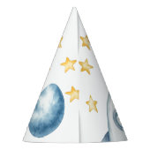 Cosmic Space Kids Verjaardag | Rocket & Stars - Feesthoedjes (Achterkant)